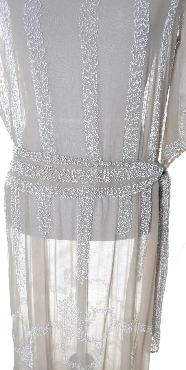 1920's Beaded Vintage Silk Flapper Dress