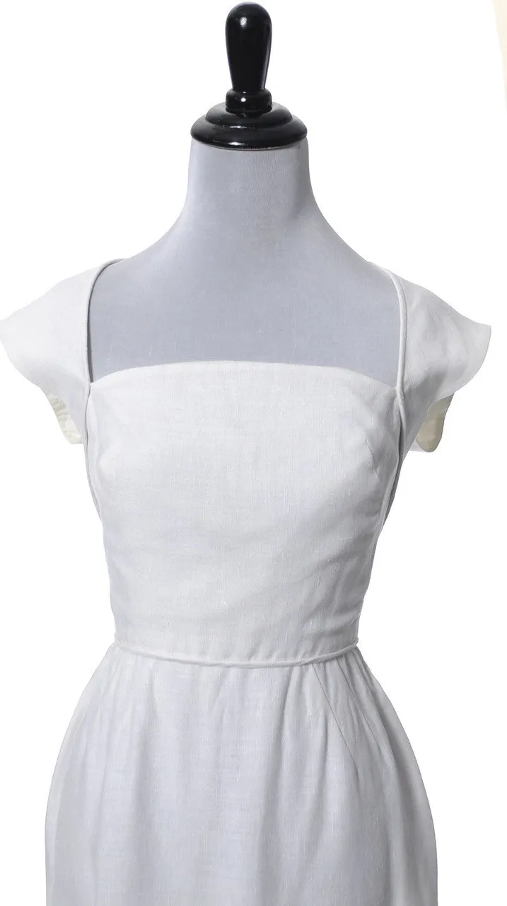 1950s Pat Premo White Linen Vintage Dress