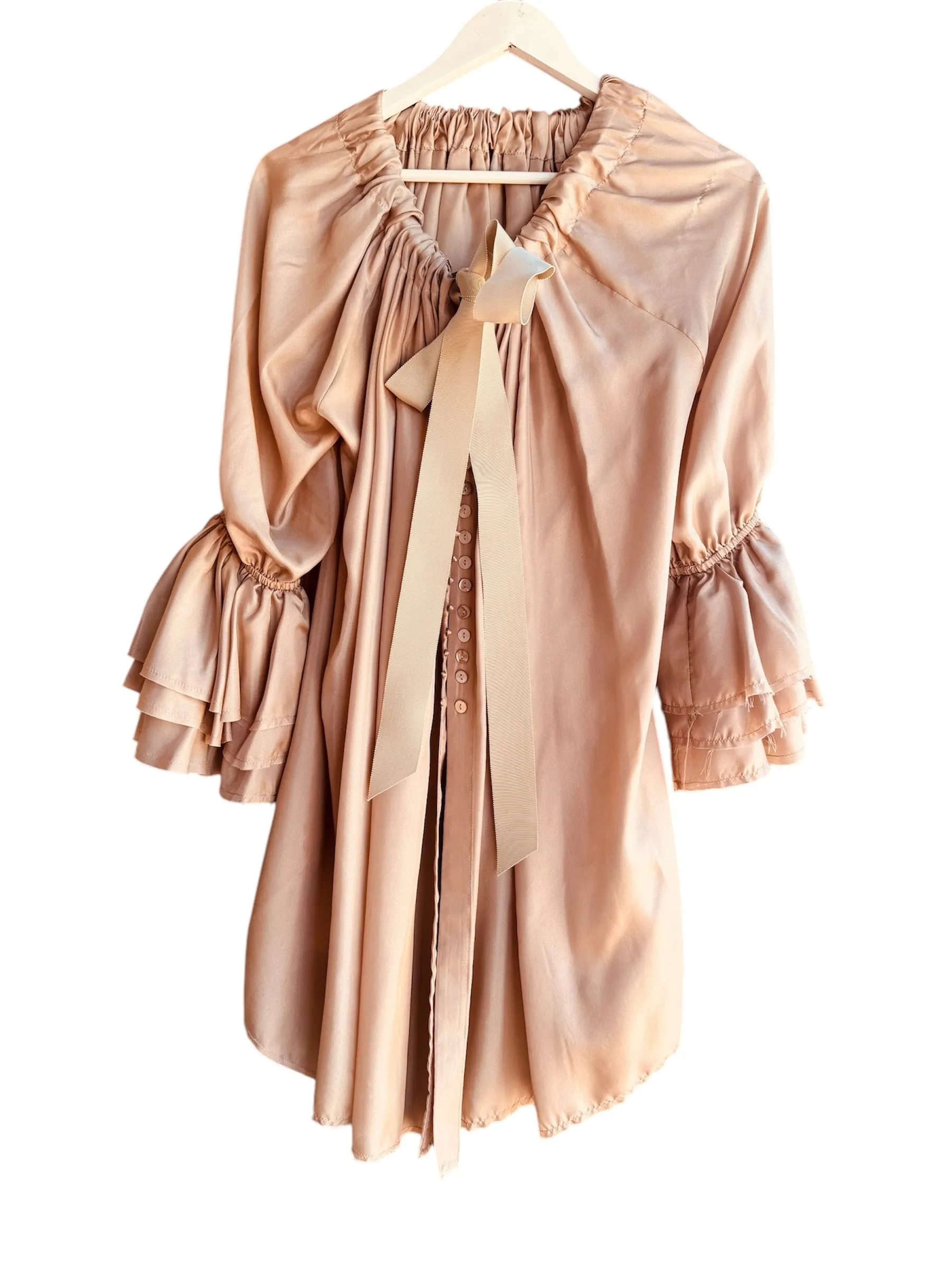 AMANO BY LORENA LAING SILK BUTTON BACK TOP - Dusty Pink