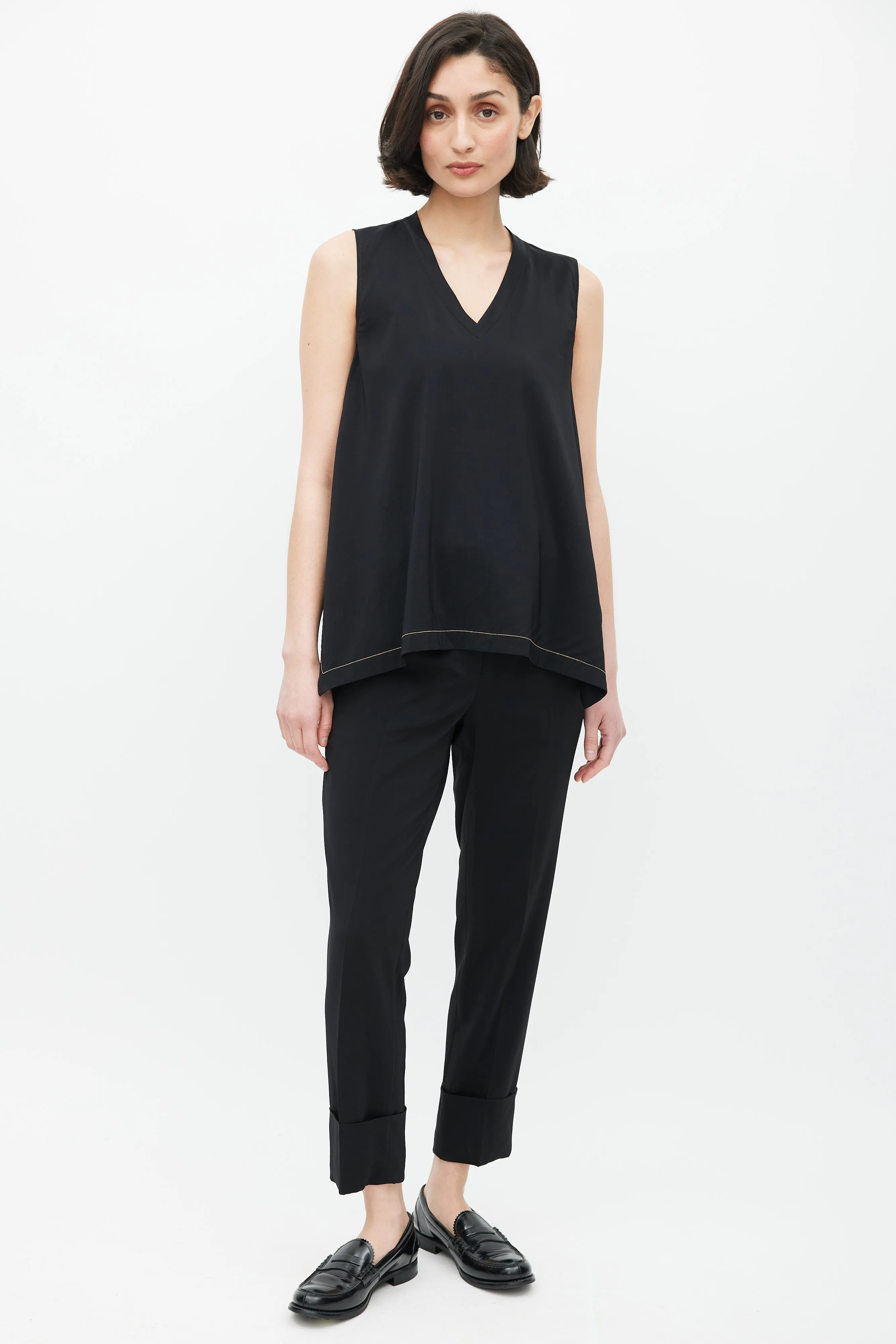 Black & Gold Silk Monilli Top
