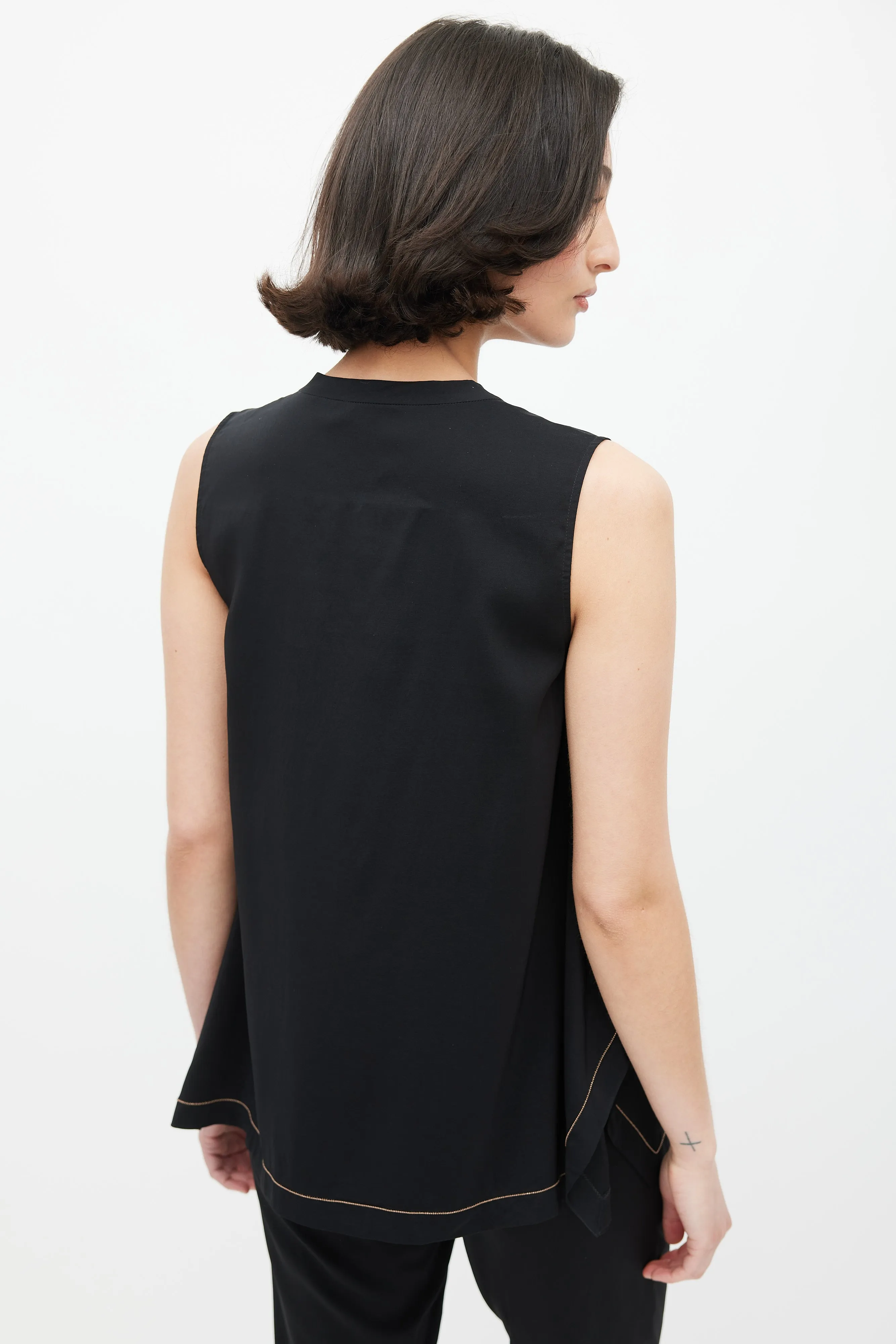 Black & Gold Silk Monilli Top