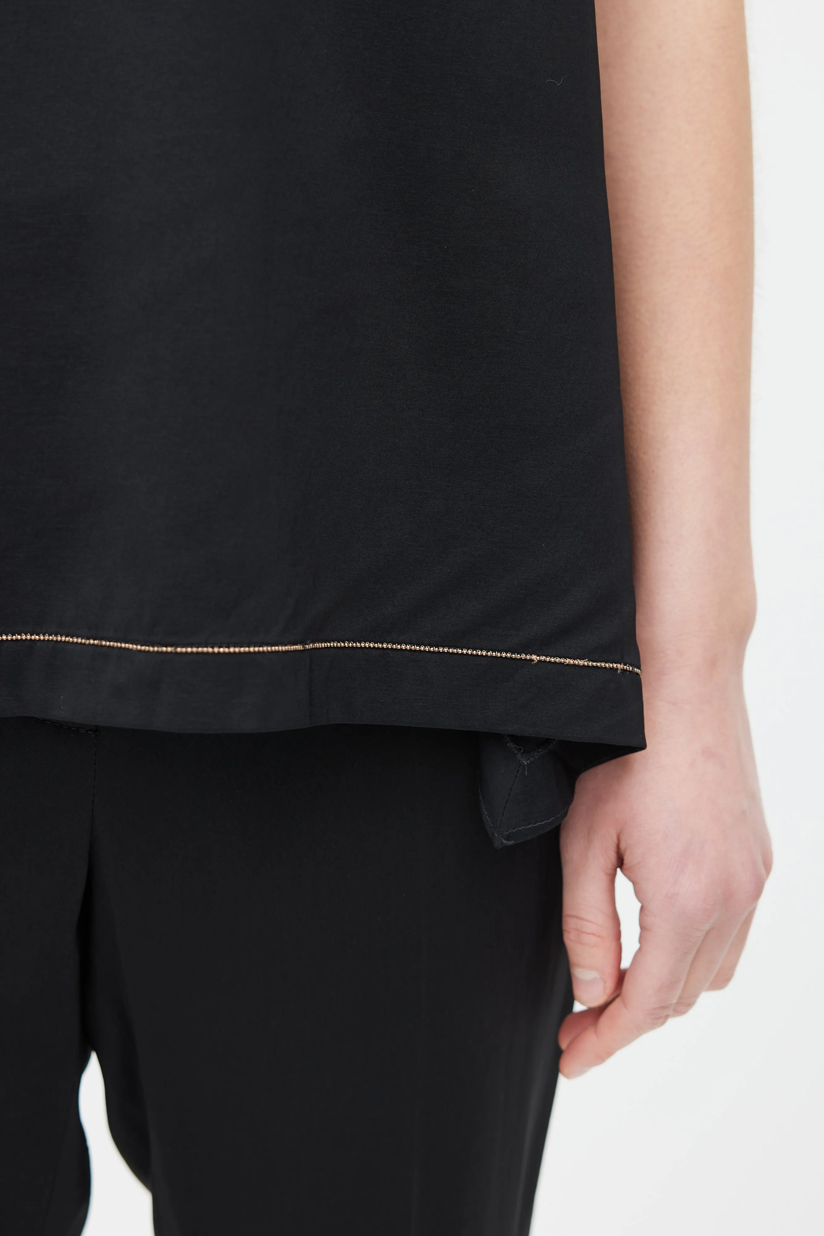 Black & Gold Silk Monilli Top
