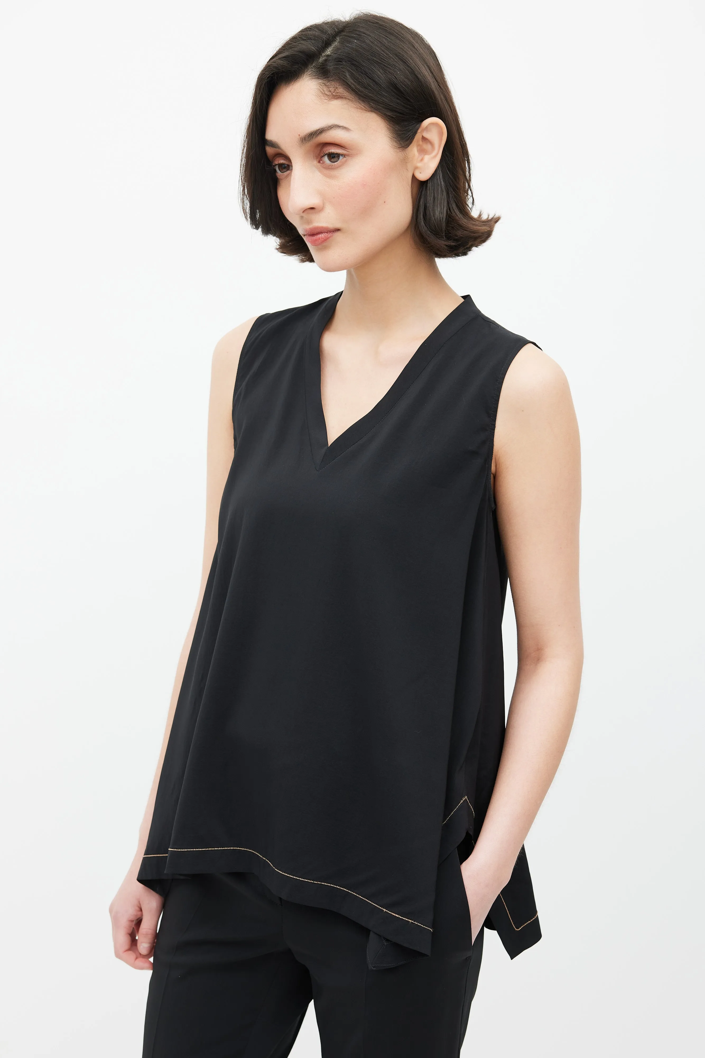Black & Gold Silk Monilli Top