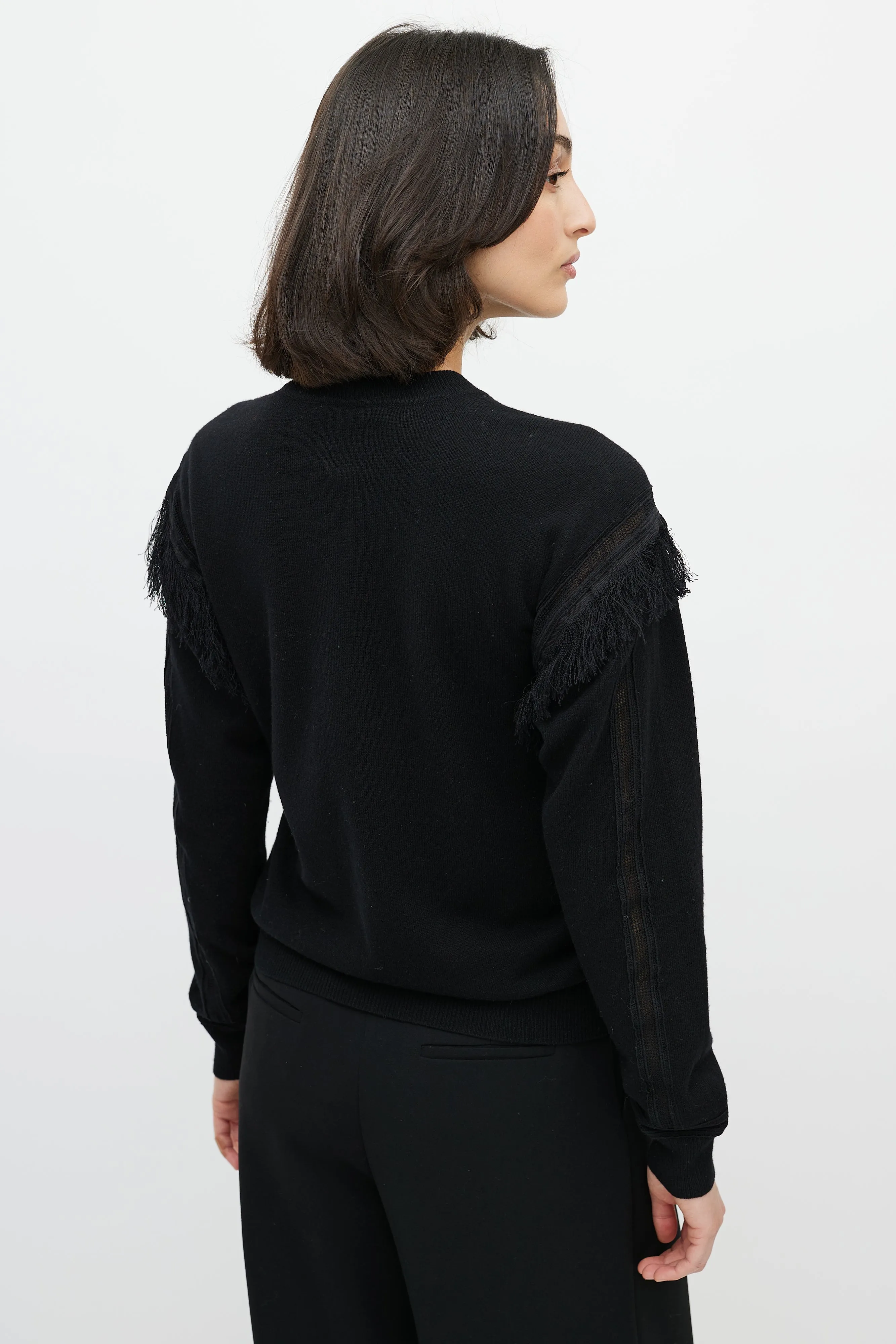 Black Fringe Cashmere Sweater