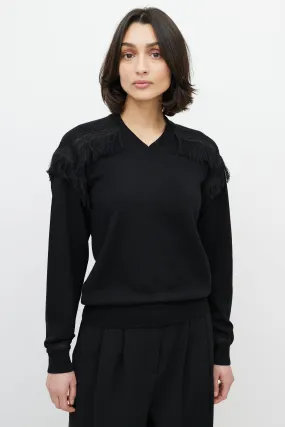 Black Fringe Cashmere Sweater