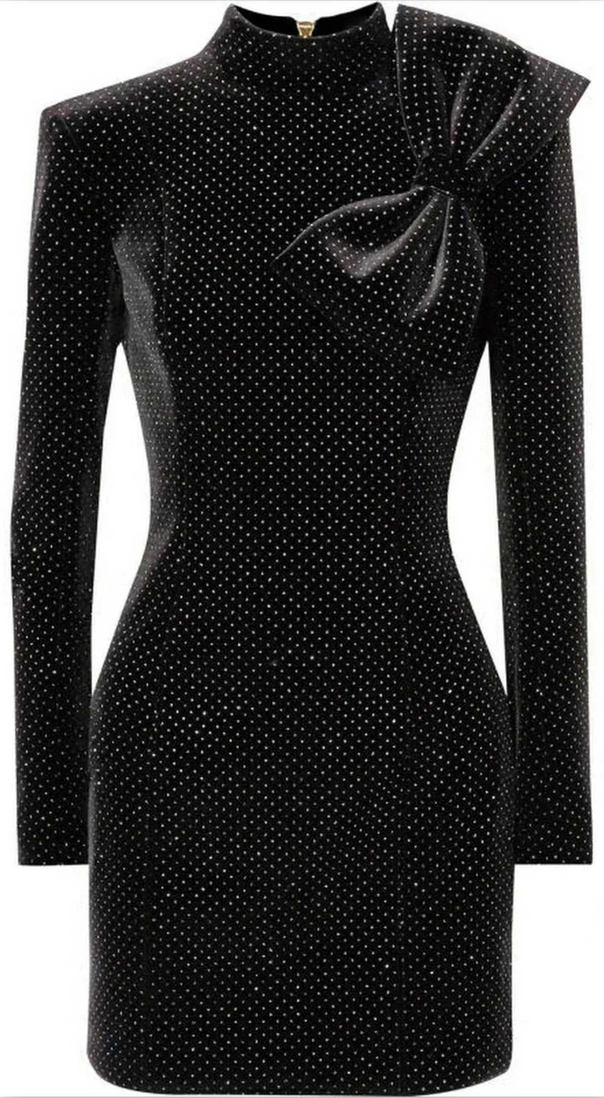 Bow-detailed glittered Velvet Mini Dress