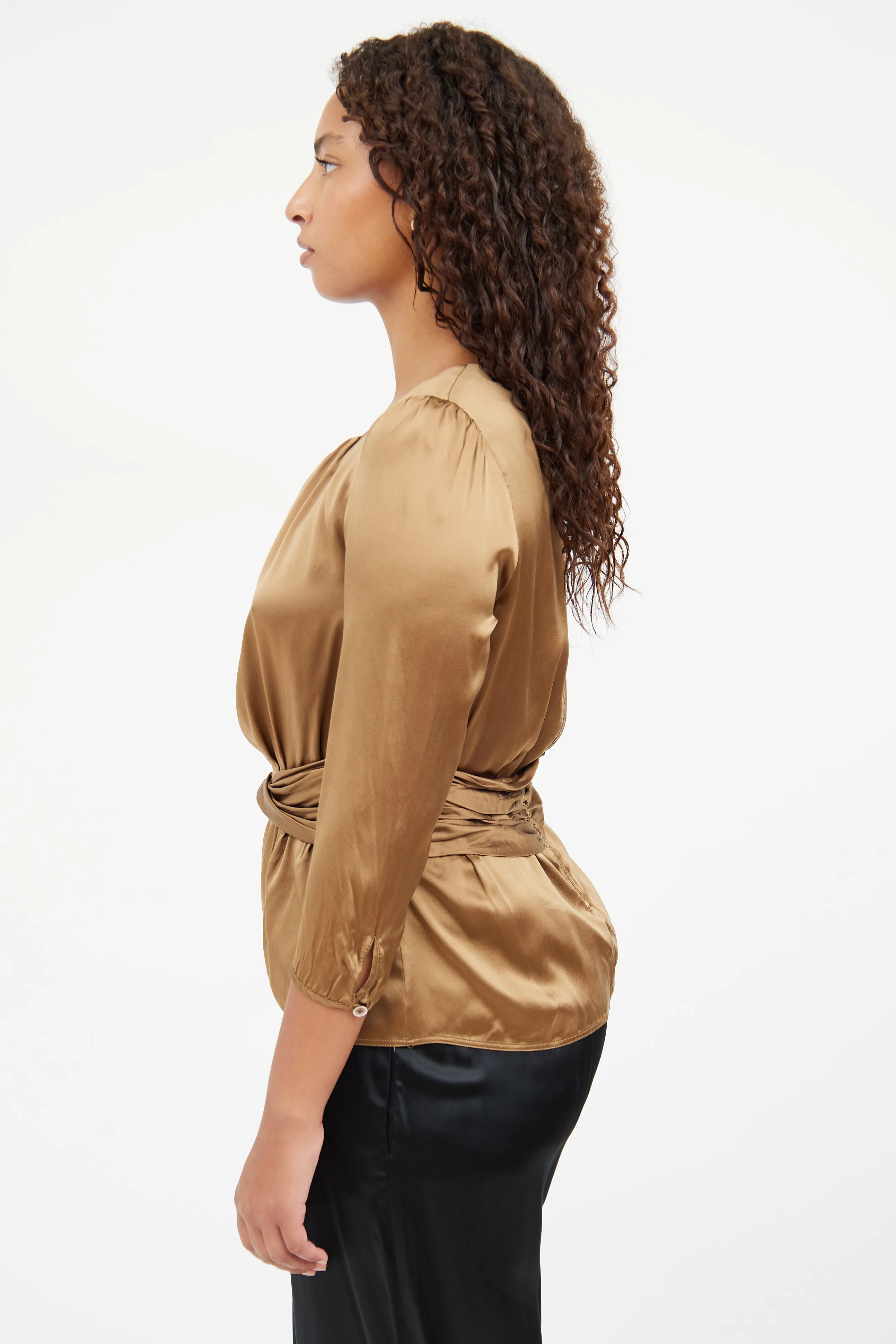 Bronze Silk Ruched Top