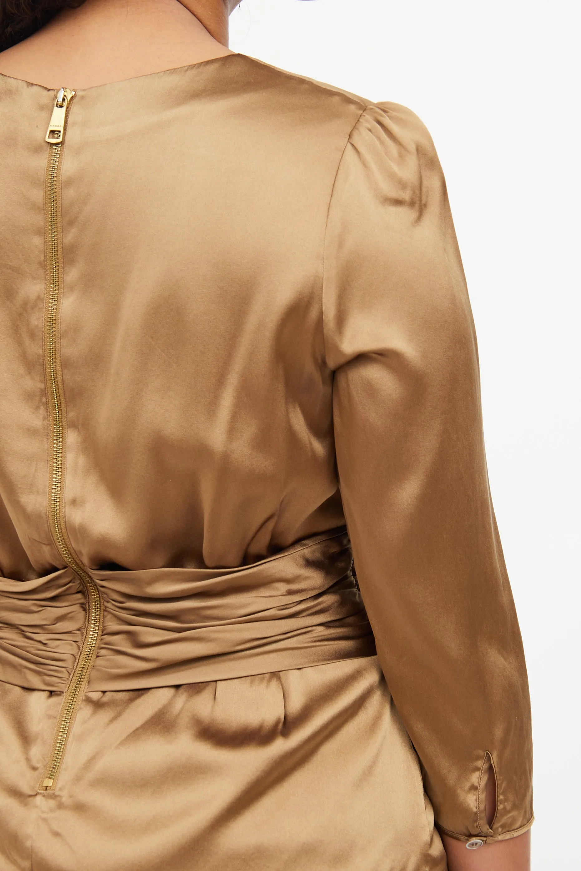Bronze Silk Ruched Top