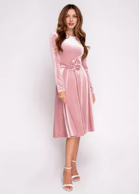 Elegant Velvet Dress Ruched Long Sleeve Formal Dress for Prom Dresses