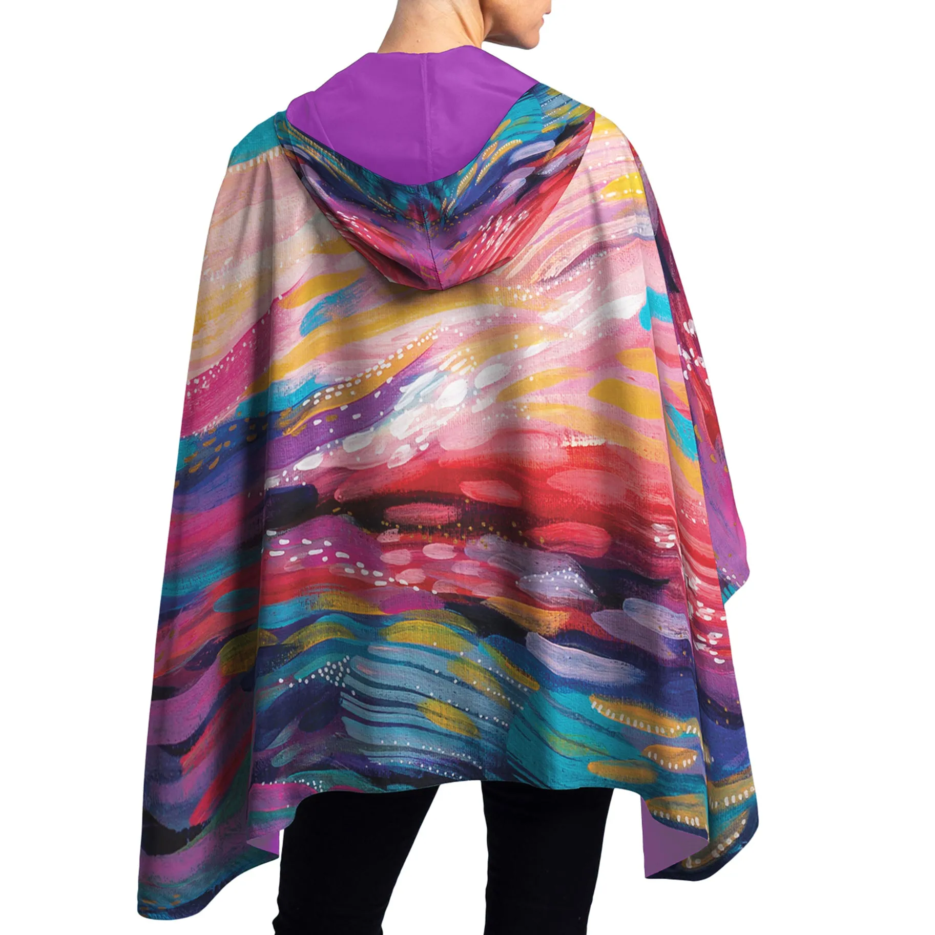 EttaVee Brush Strokes 90 Womens Rain Cape - Rainproof Breathable Rain Poncho