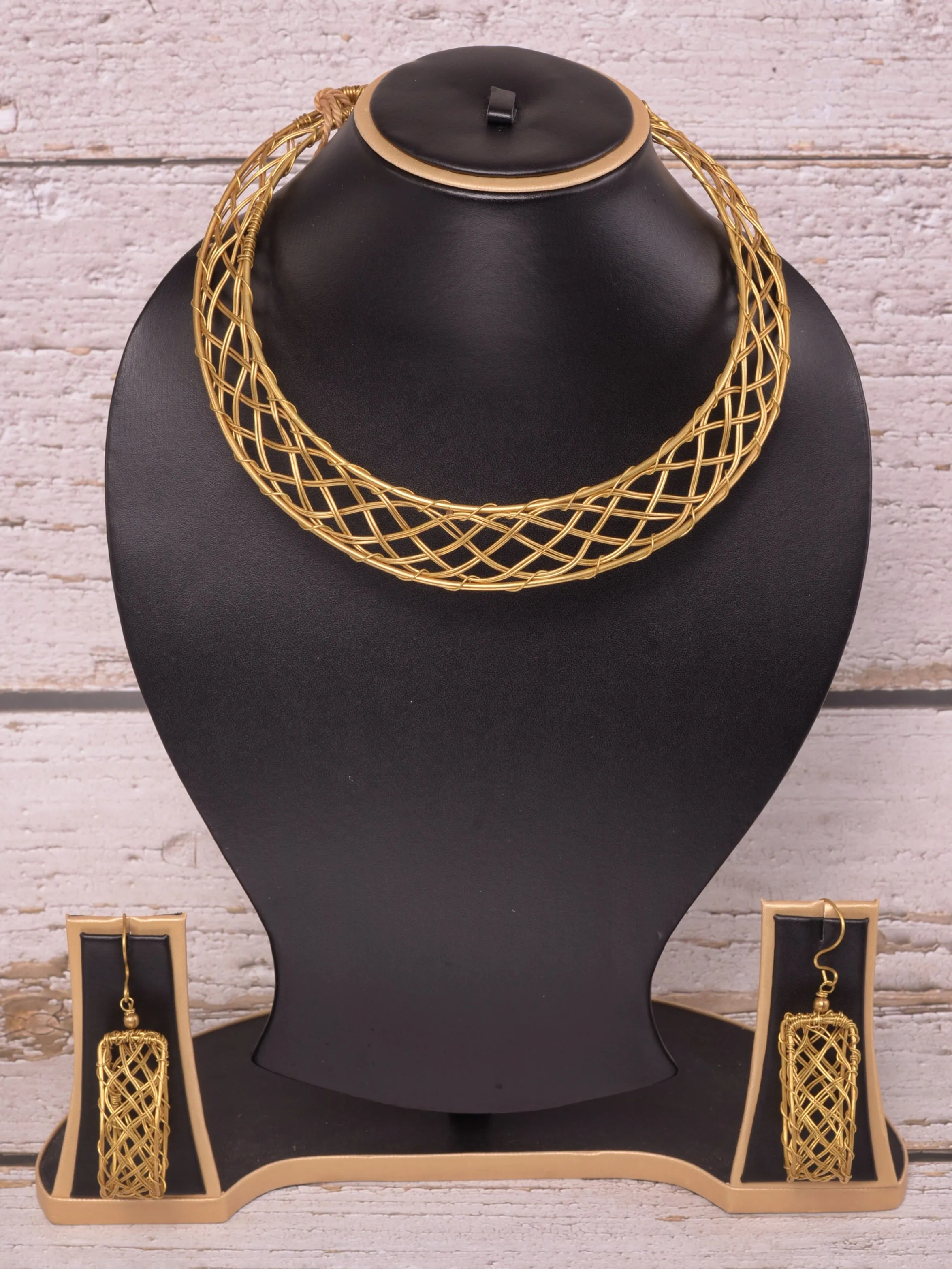 Gitanjali Contemporary Dokra Hasli Necklace & Earrings set
