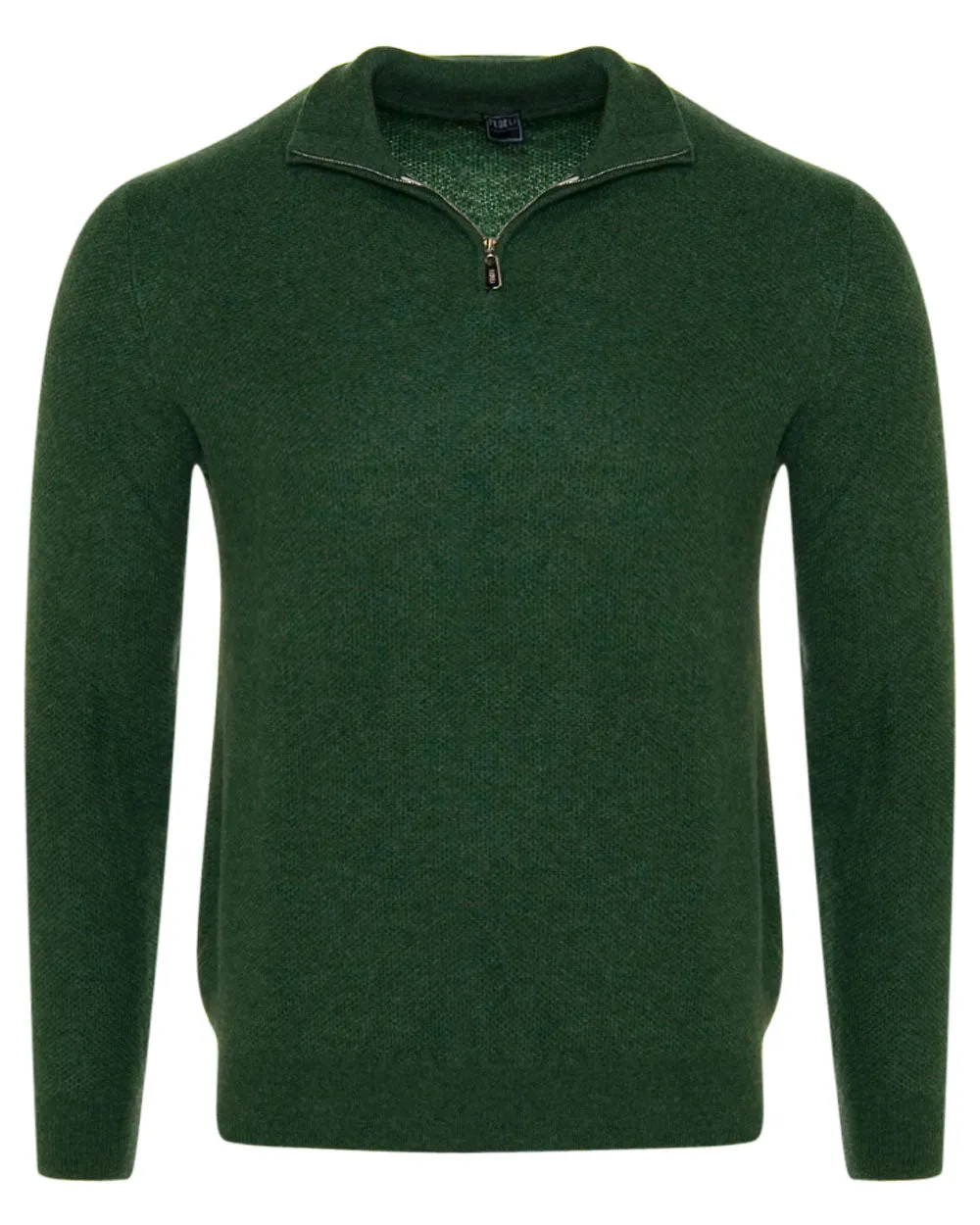 Green Cashmere Quarter Zip sweater