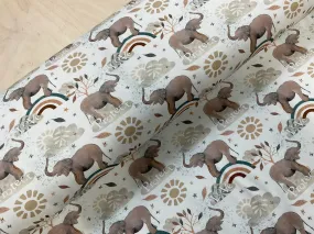 ORGANIC Protect and Love Elelphants Cotton Jersey Fabric