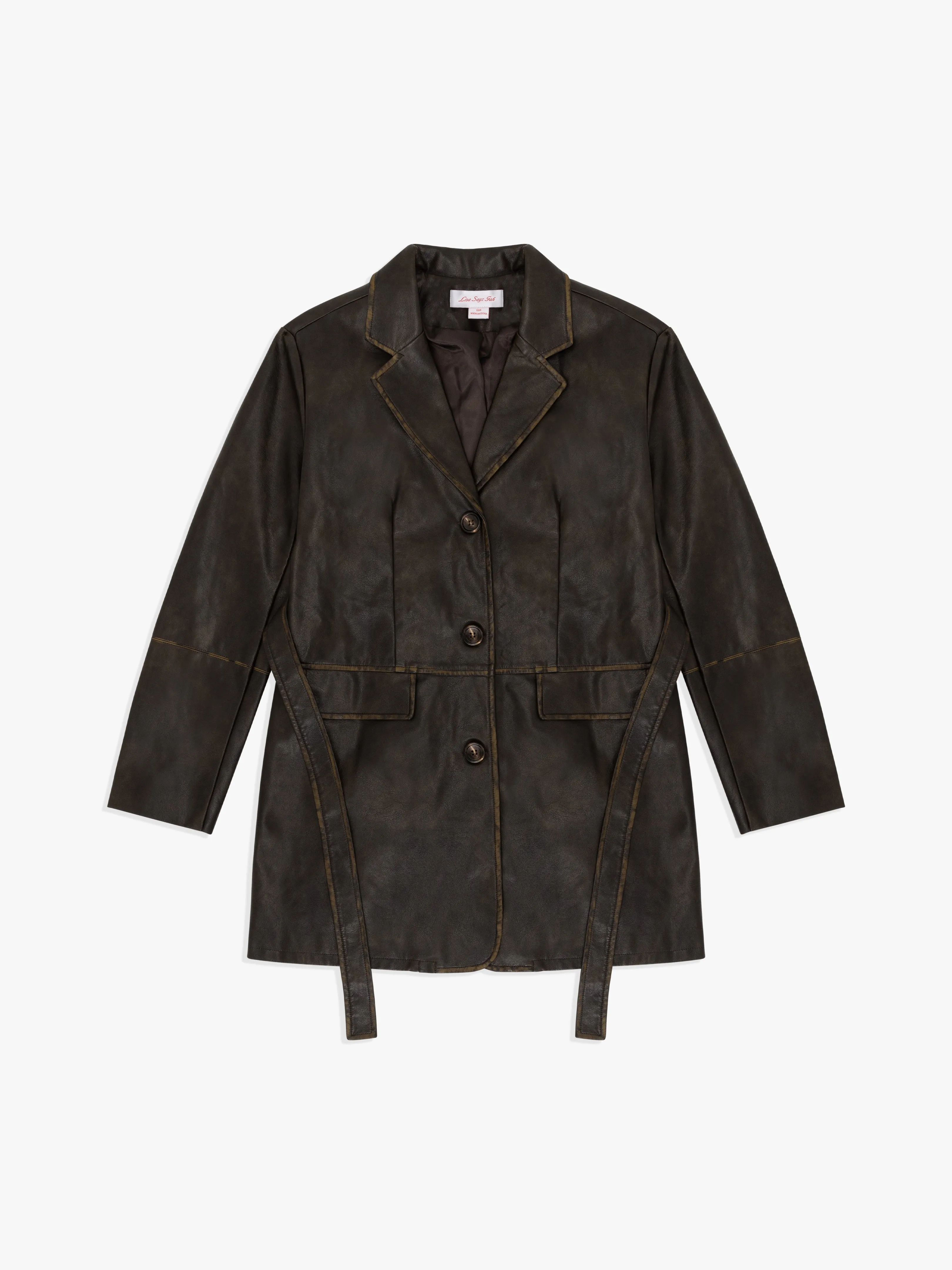 Sadie Leather Trench - Black Washed