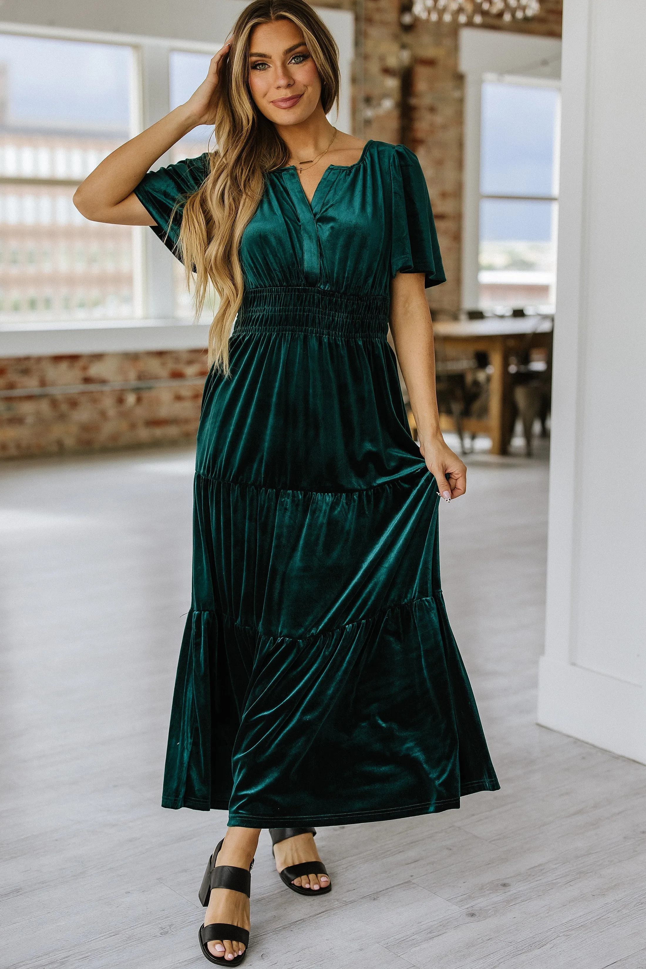 SALE - Gracie Velvet Tiered Maxi Dress | Size Small