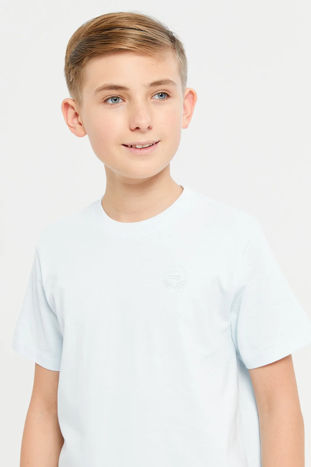 Senior Boys Blue And Navy Plain Short Sleeve T-Shirt (Pack of 2)