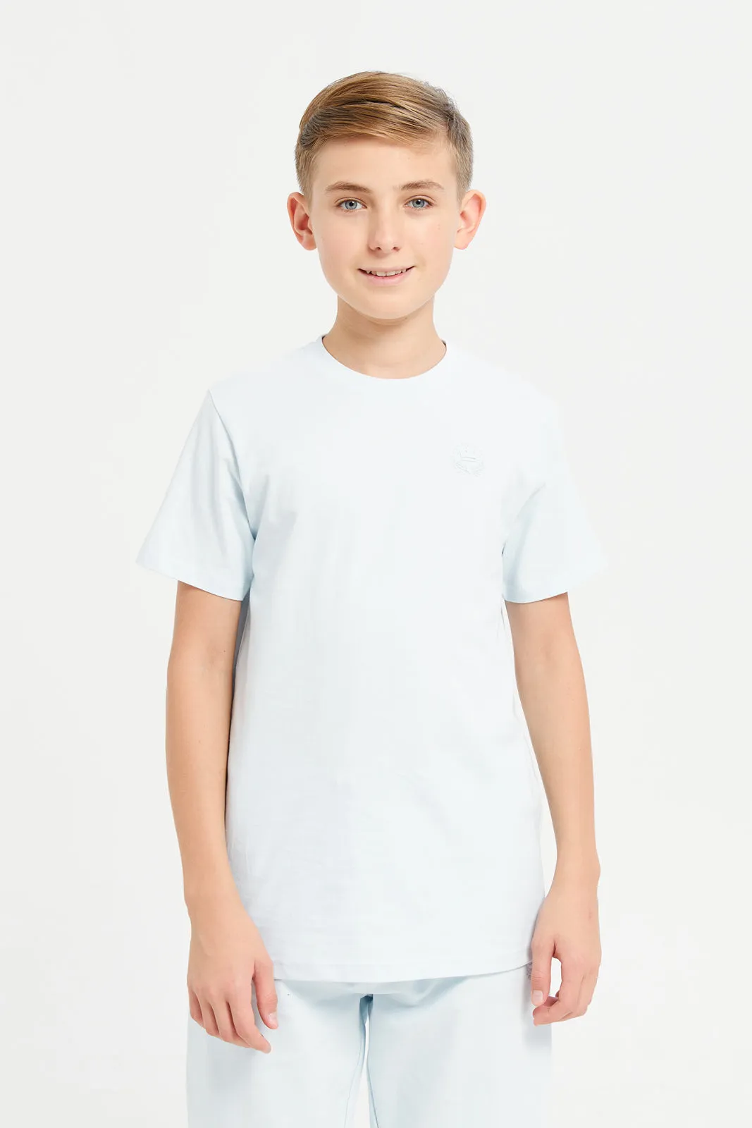 Senior Boys Blue And Navy Plain Short Sleeve T-Shirt (Pack of 2)