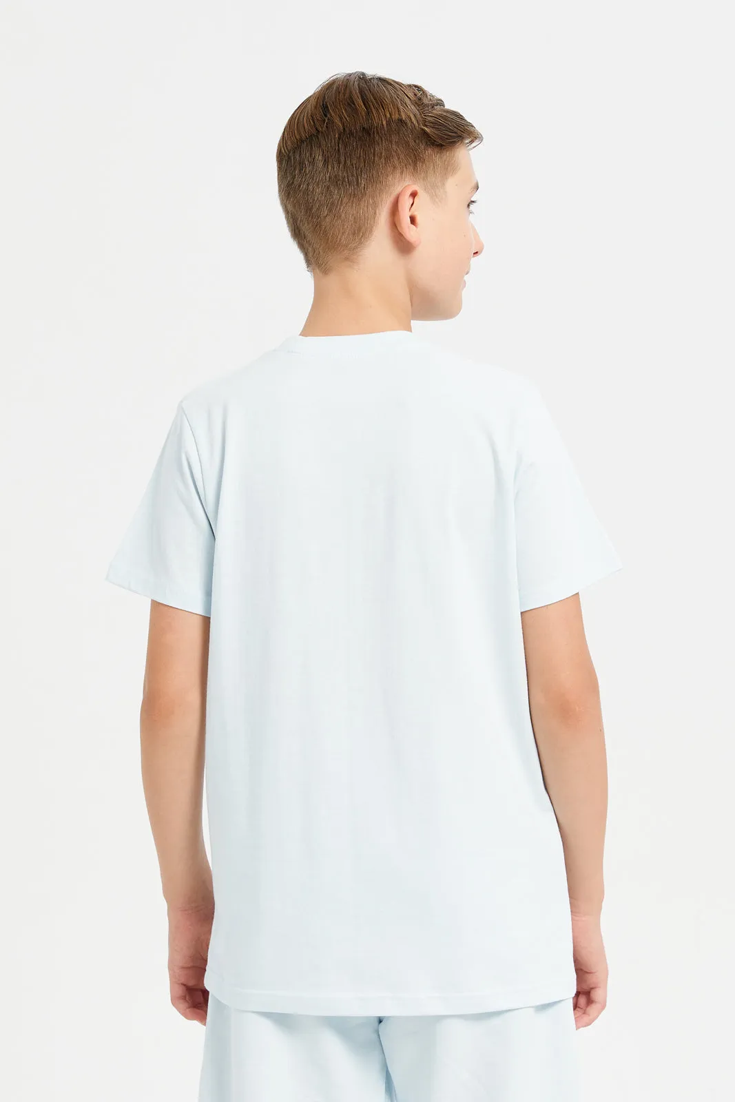 Senior Boys Blue And Navy Plain Short Sleeve T-Shirt (Pack of 2)