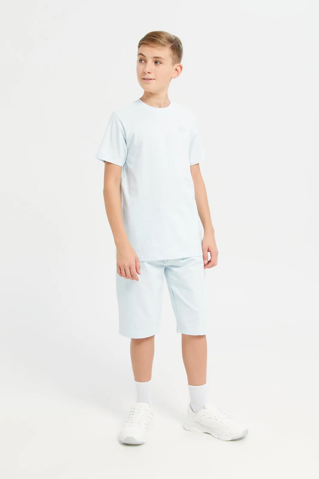 Senior Boys Blue And Navy Plain Short Sleeve T-Shirt (Pack of 2)
