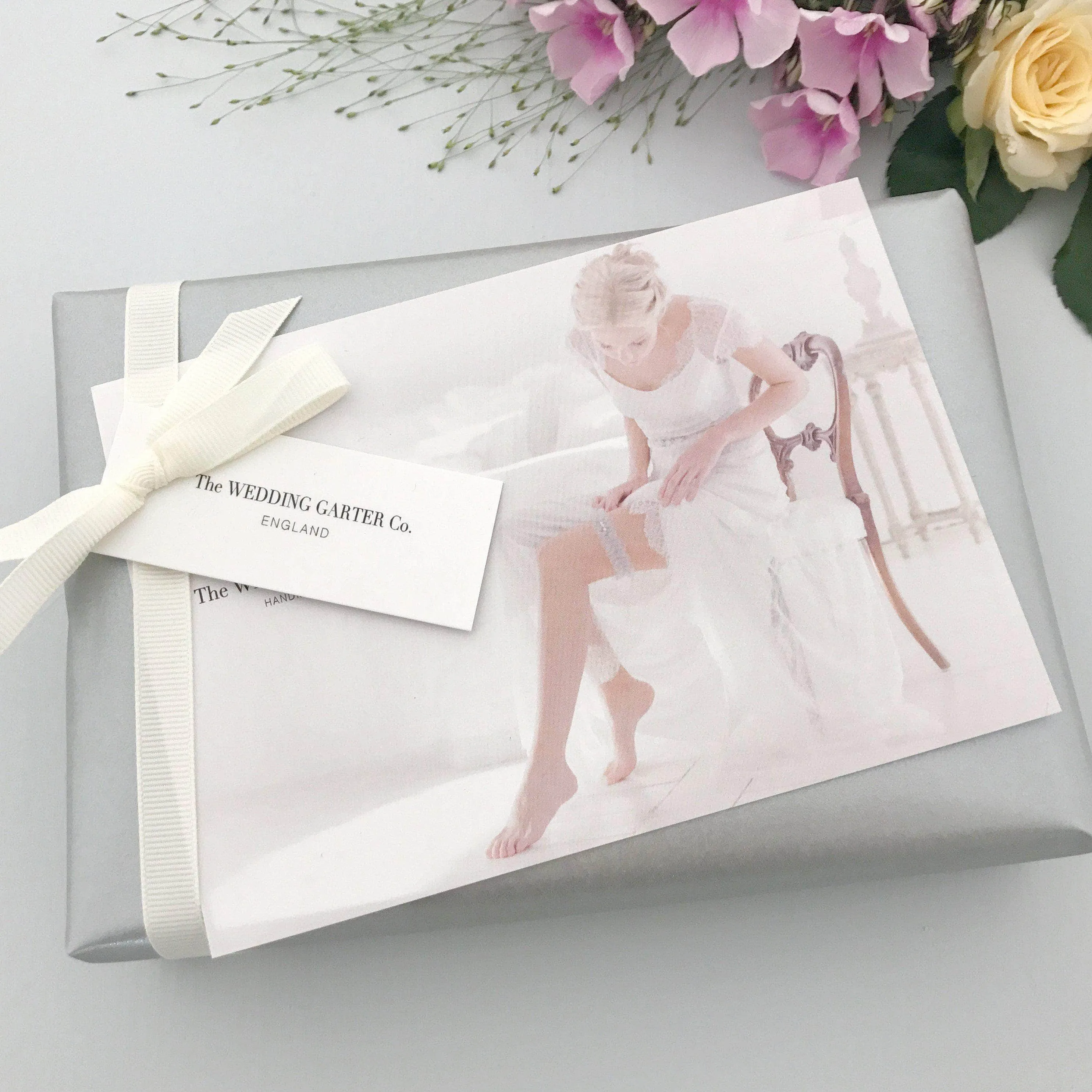 Super Sleek Floral Lace Garter With Freshwater Pearls - 'Mina'