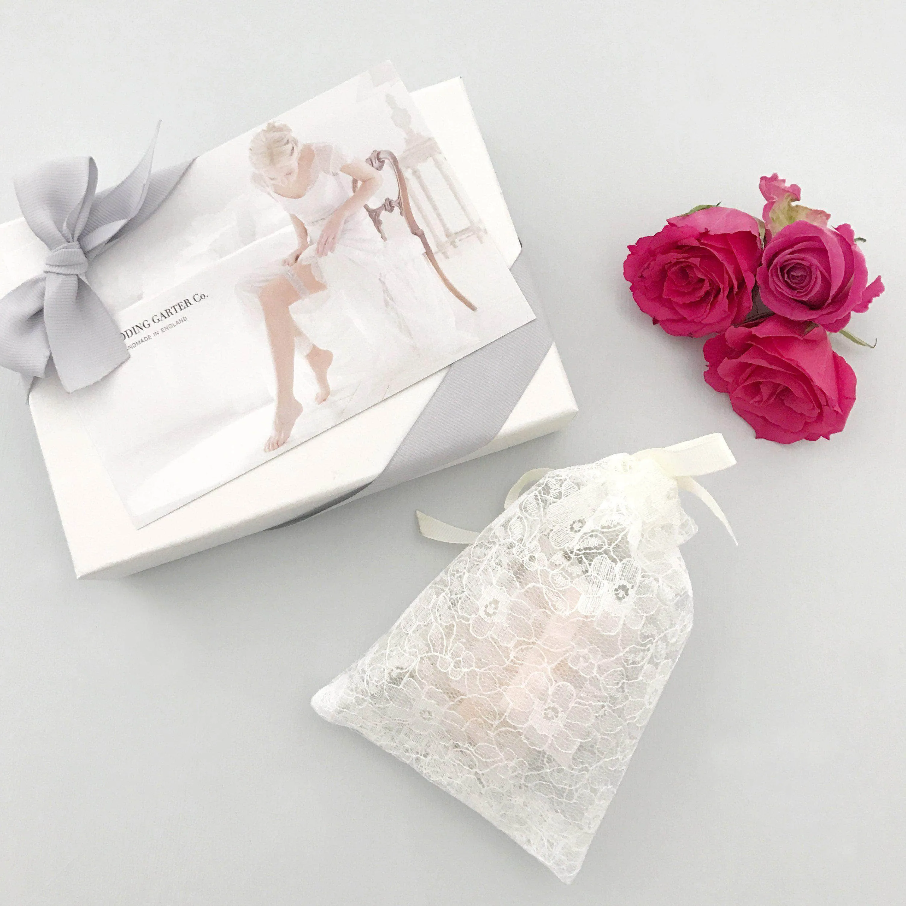 Super Sleek Floral Lace Garter With Freshwater Pearls - 'Mina'