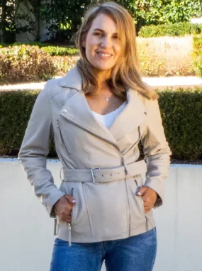 Tara Belted Biker Jacket | Honey