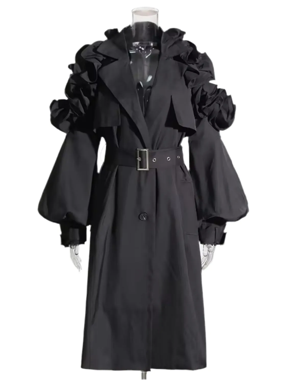 Vintage Ruffles Trench Coat