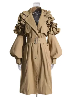 Vintage Ruffles Trench Coat